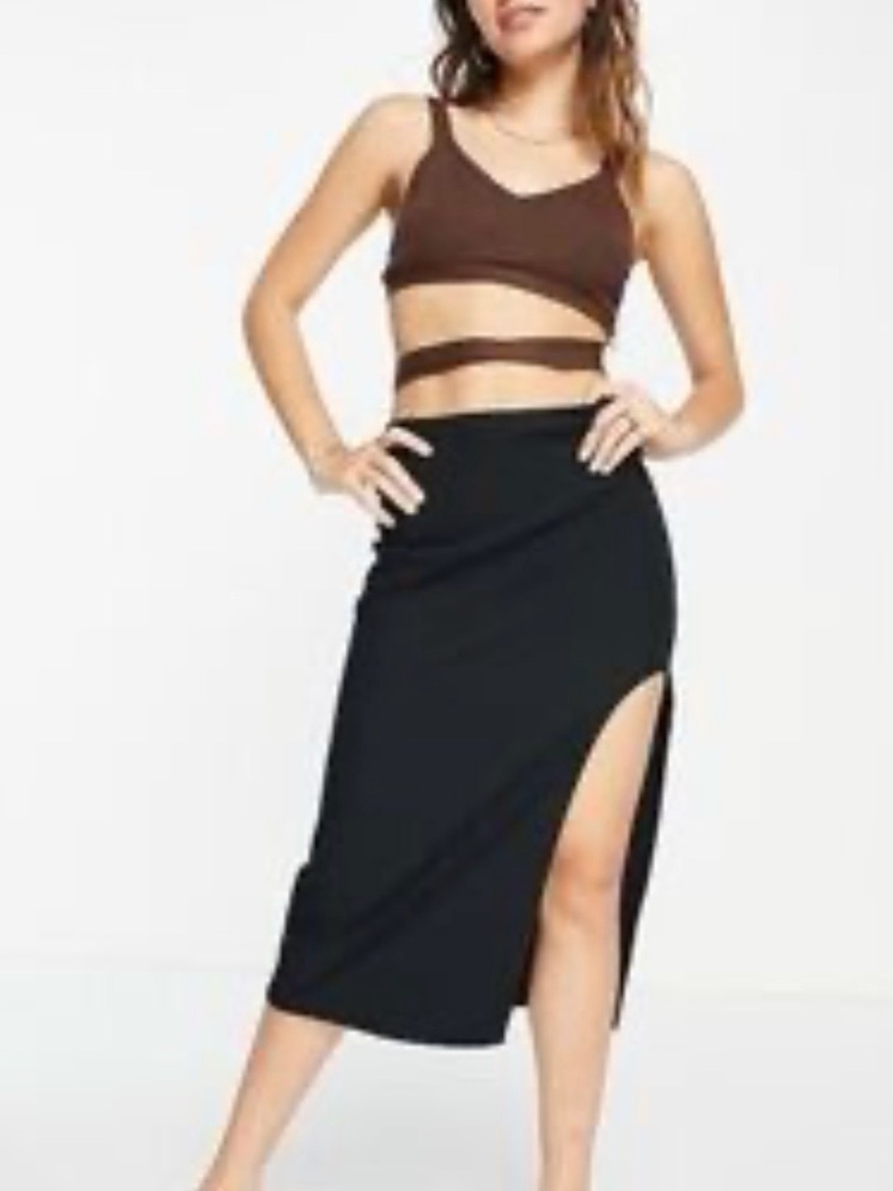 Abercrombie & Fitch Black Midi Skirt with High Side Slit